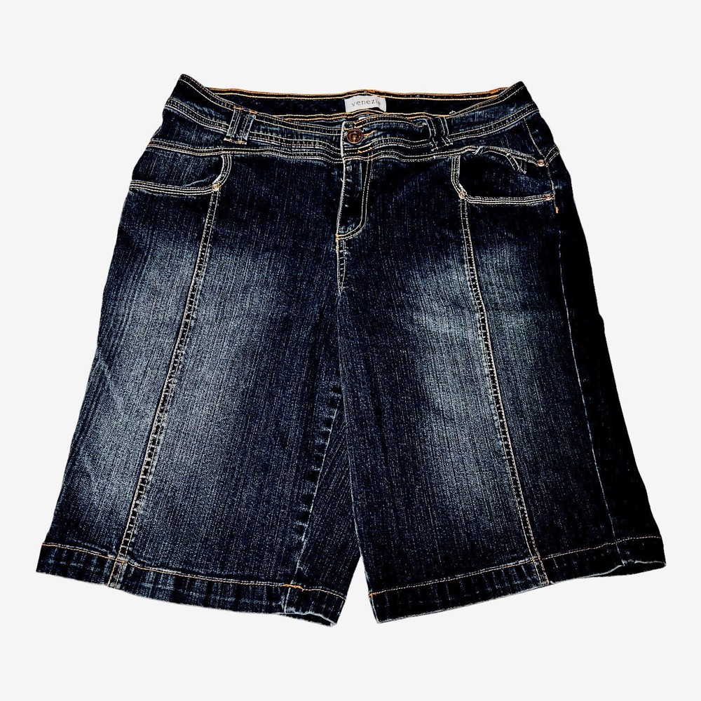 Venezia women's denim cotton pockets decorative seams Bermuda shorts 18/16 pics
